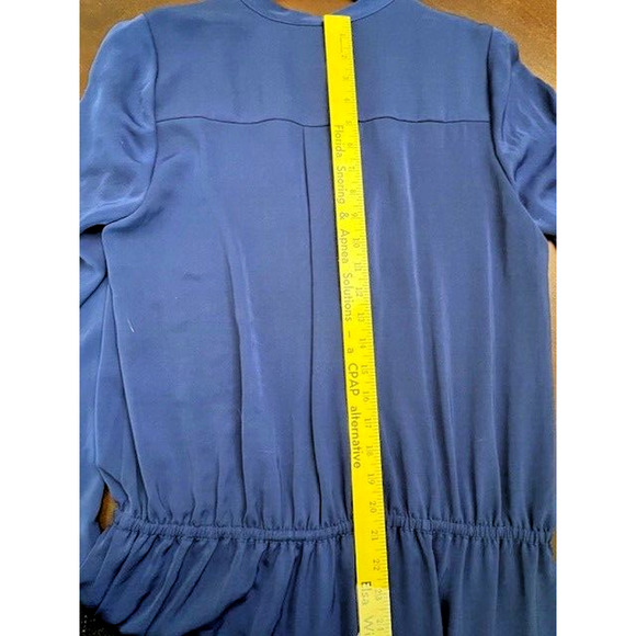 New VINCE Womens Medium M Long Blue Maxi Dress Long Sleeve V-Neck Retail $425 - Picture 11 of 12